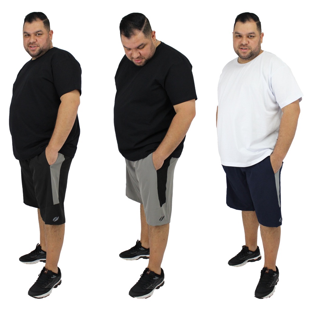 Kit 3 Bermuda Tactel Elastano Shorts Elastico Plus Size G1 G2 G3 G4