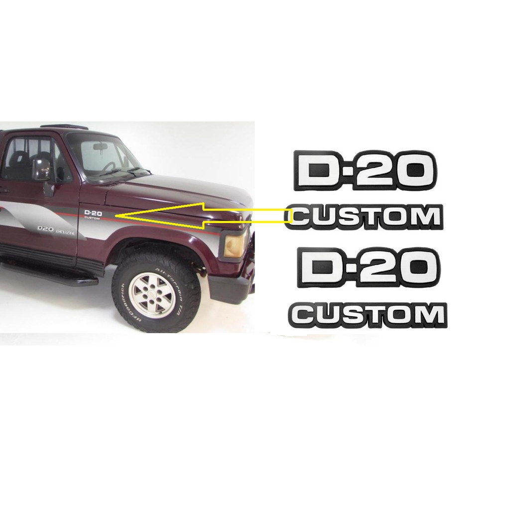 Kit Emblemas D20 Custom C/ 4 Peças Letreiro Em Cinza