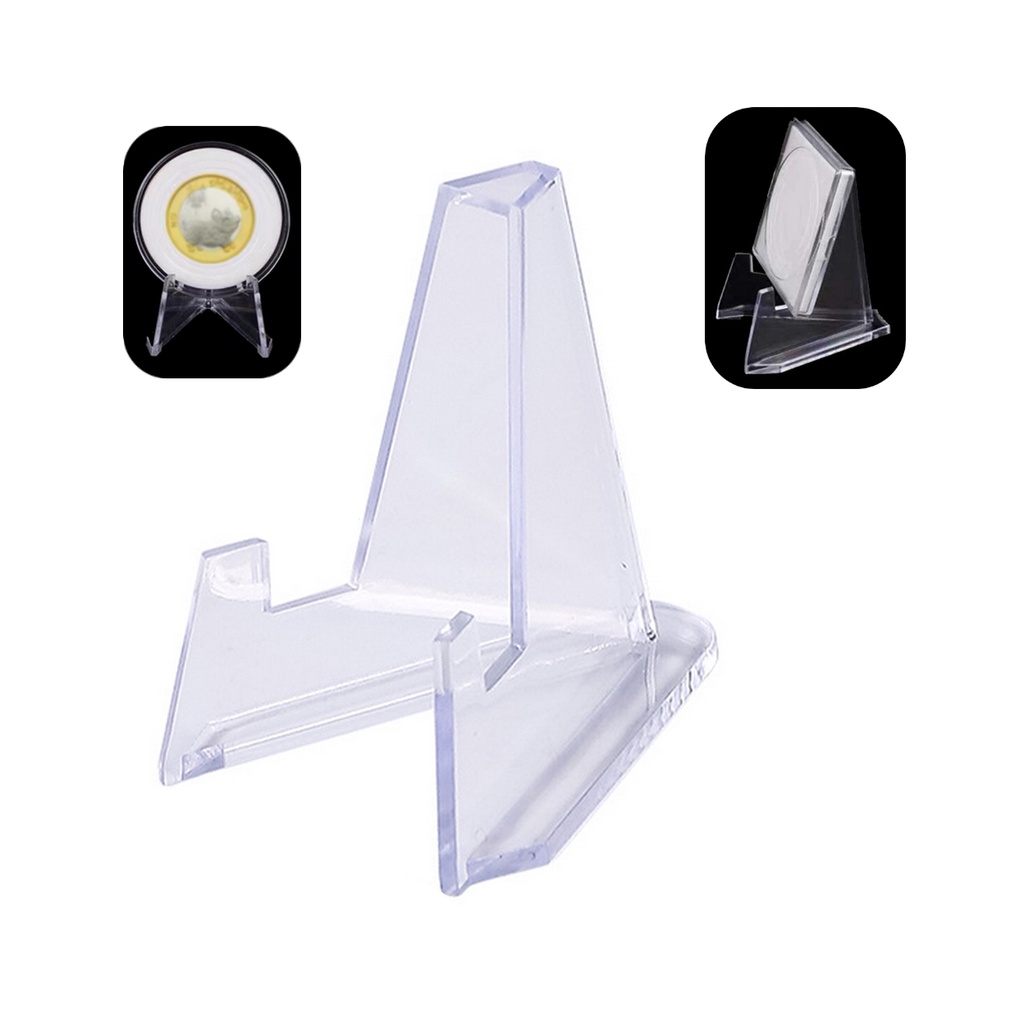 Suporte Acrílico Expositor Tripé para Cédula Moeda Nota Medalha 5x3cm