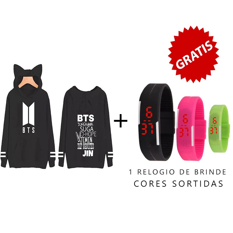 blusa moletom feminino orelhinha bts kpop todos integrantes