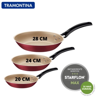 Jogo 3 Frigideiras Tramontina Antiaderente Vermelha Turim em Oferta na Shopee