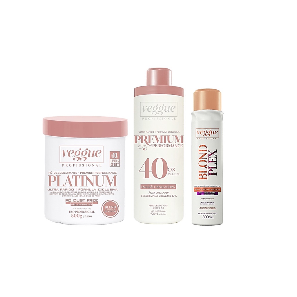 Pó Platinum Premium Azul+ Ox 40v + Blond Plex Veggue