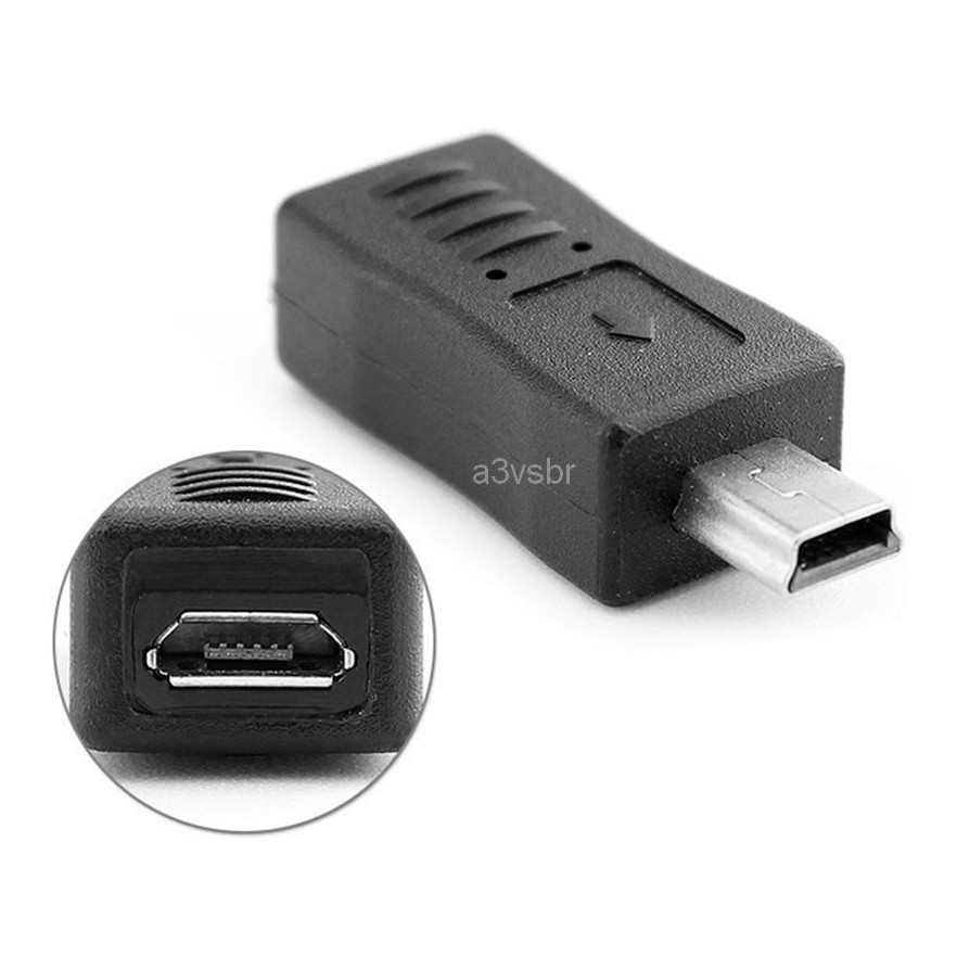 Adaptador conector otg micro b v8 pra mini usb v3 celular ps3 camera gps cabo tomada extensão fio