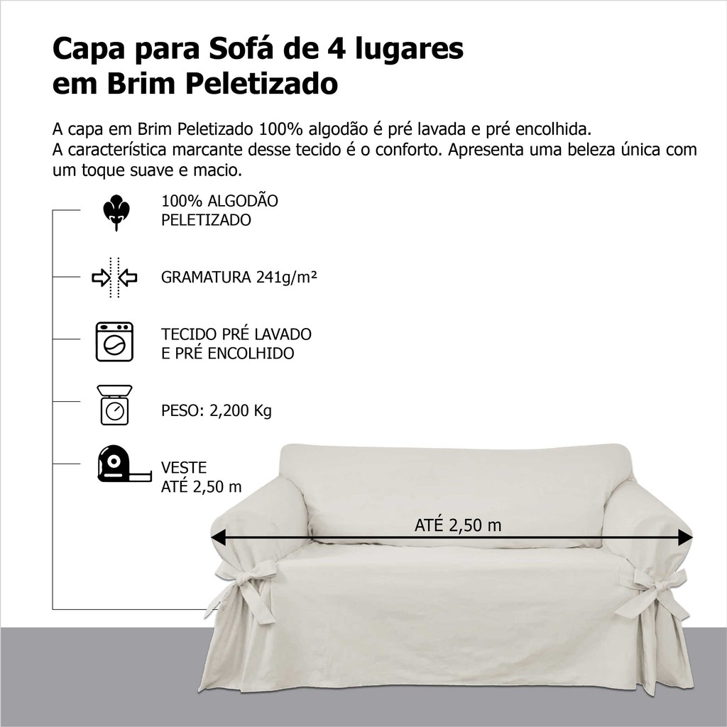 Capa De Sofá Alta Proteção Sarja Peletizada Sofá 4 Lugares | Shopee Brasil