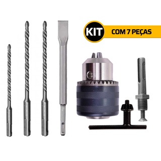 Kit Mandril E Adaptador Sds 3 Brocas Ponteira E Talhadeira
