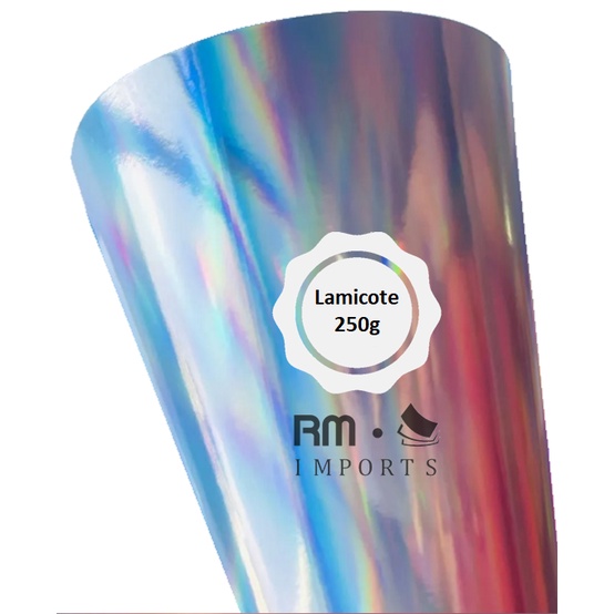 Papel Laminado Lamicote Holográfico Arco-Íris 250g - A4 - 10 folhas