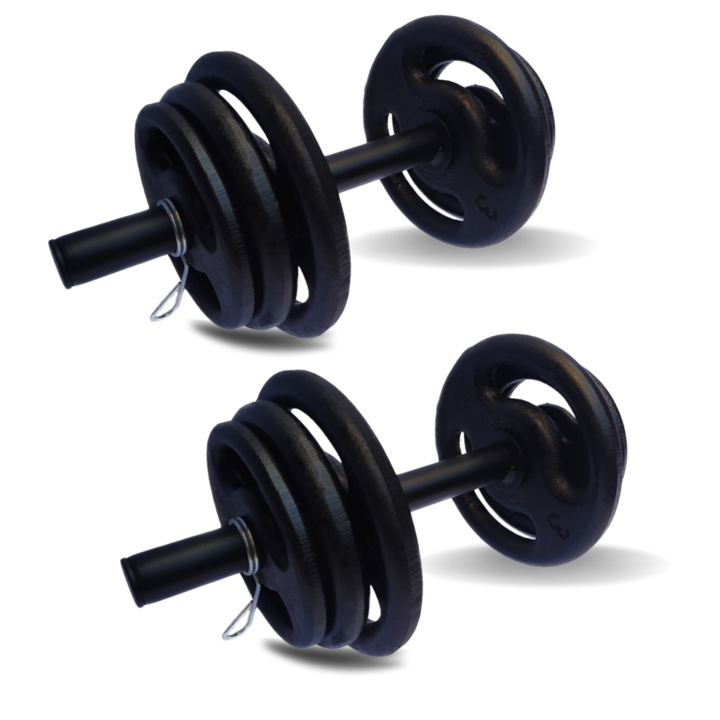 Halter De Ferro 8kg O Par + Barra 40cm Preta