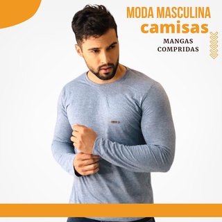 Camiseta manga longa básica lisa sem estampa camisa blusa manga comprida