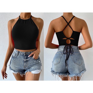 Blusa Amarrar Costas Regata Feminina Top Cropped Envio Mesmo Dia em Oferta na Shopee