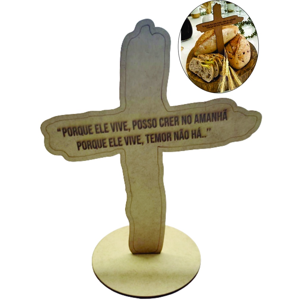 Cruz em MDF de 3 mm cru com gravação decoração em Oferta na Shopee