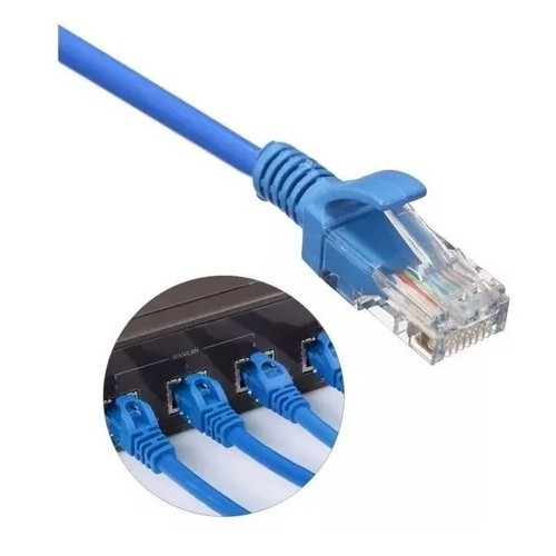 Cabo De Rede Rj45 Montado 5 Metros Ethernet Cat5e Lan Azul