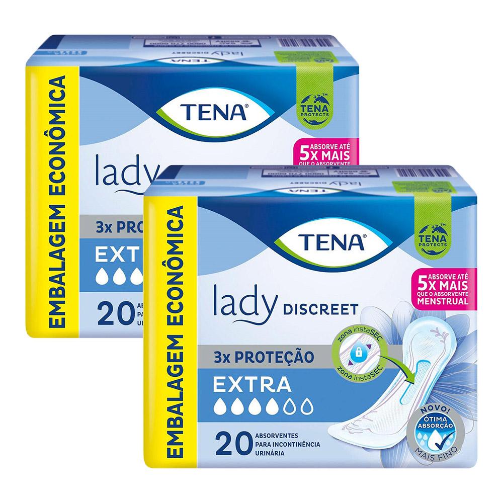 Kit 2 Absorvente para Incontinência Urinária Tena Lady Discreet Extra 20un cada em Oferta na Shopee