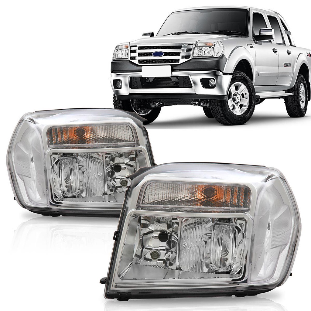 Par Farol Ranger 2010 2011 2012 Foco Duplo Cromado em Oferta na Shopee