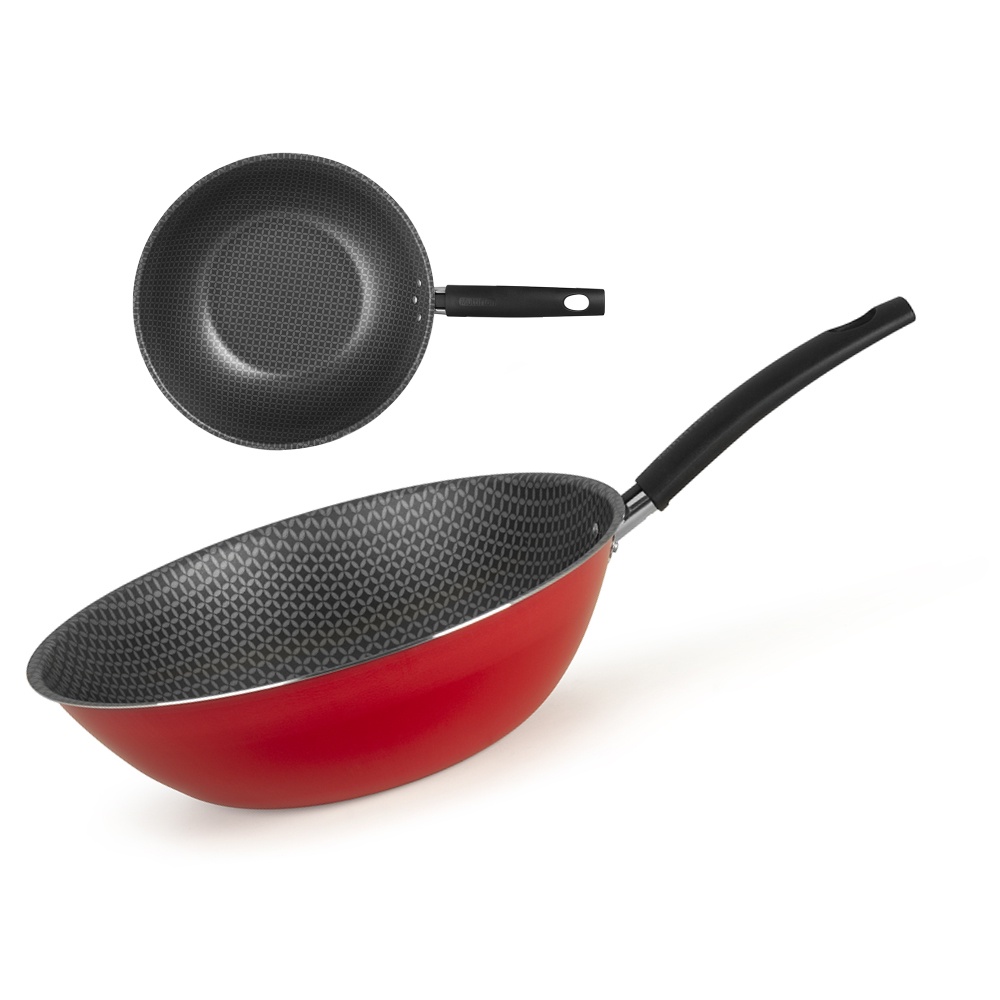 Frigideira Wok Oriental Ø28cm Alumínio Antiaderente Cabo Baquelite Cozinha - 51128 Multiflon