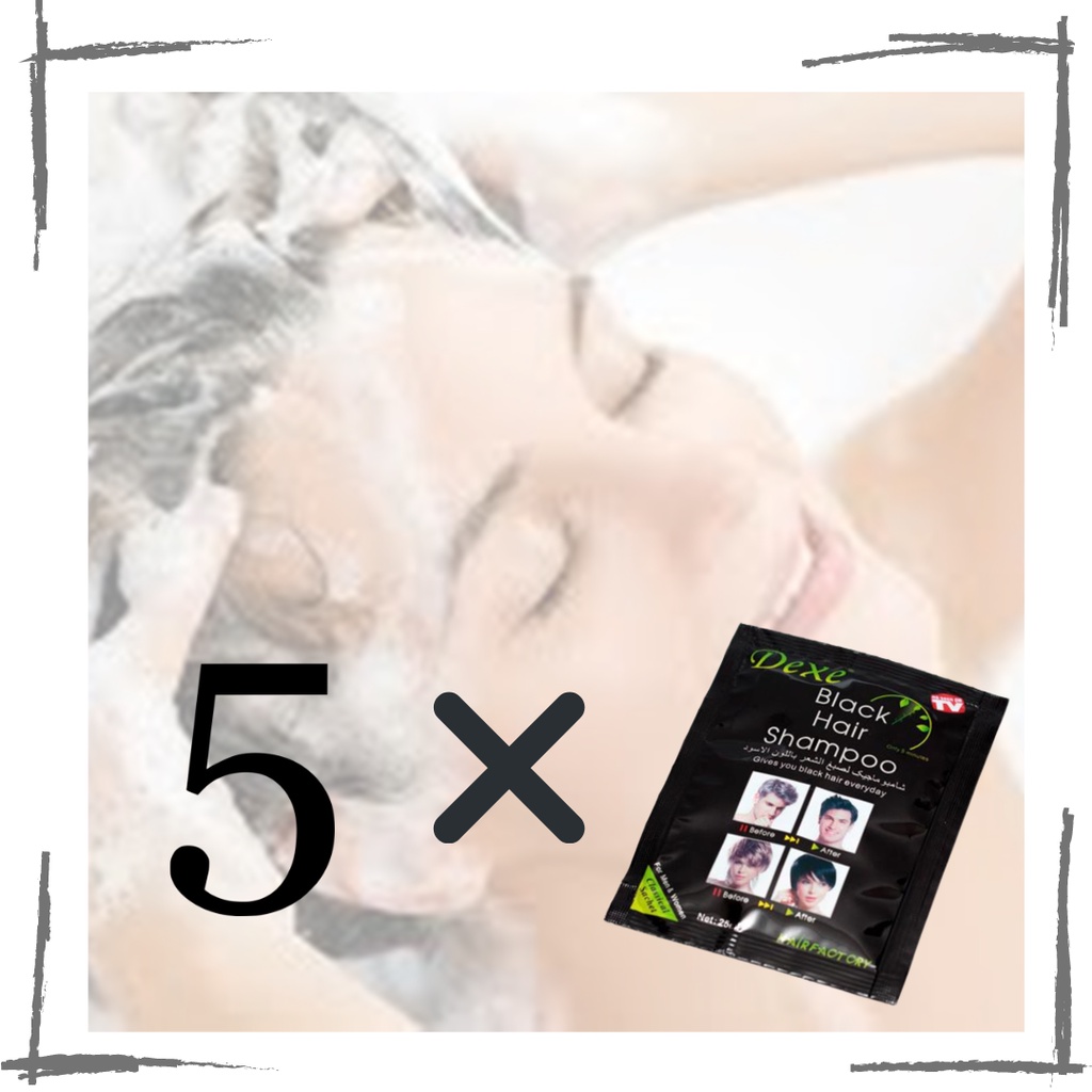 Kit 5 X Shampoo Tinta Escurecedor Tonalizante Tintura Coloração Cabelos Grisalhos e Barba Branca em 5 Minutos- produto natural, prático e rápido. Não provoca irritação