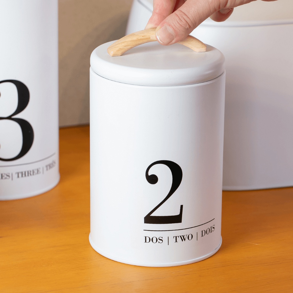 Pote Lata Porta Condimentos Metalla N2 Branco - YOI (1300 ml)