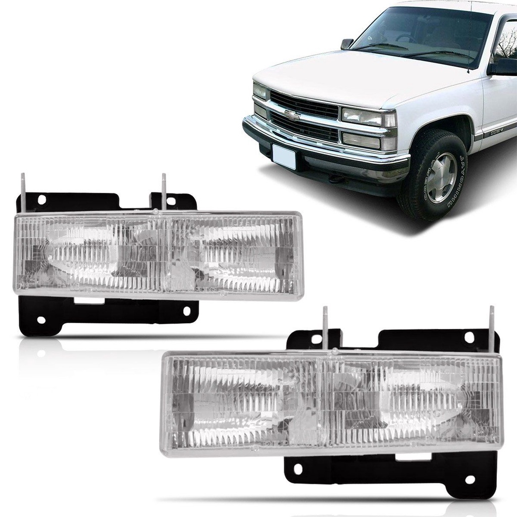 Farol Silverado Grand Blazer 98 99 2000 2001 2002 2003 2004 2005 2006 Foco Duplo Cromado em Oferta na Shopee
