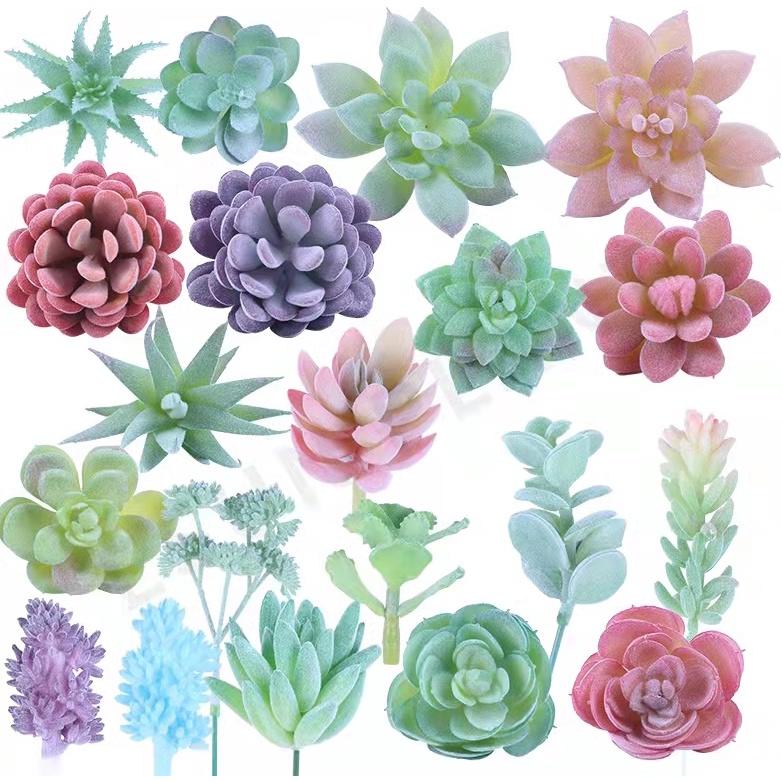 KIT COM 3 ,6,9,12,PCS Mini suculentas Artificiais Estilos e cores misturados em Oferta na Shopee