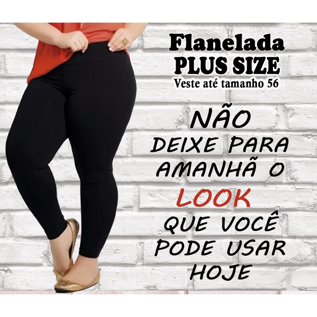 Calça Legging Flanelada Suplex  Plus Size Térmica Forrada EXG com elástico na cintura em Oferta na Shopee