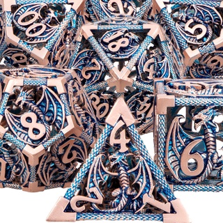 Conjunto de dados de metal DND Dungeons and Dragons, dados de RPG, dados poliédricos grandes ocos para jogos de