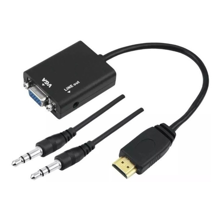 Cabo Adaptador Conversor Hdmi Para VGA Com Saída P2 De Áudio HDMI x VGA
