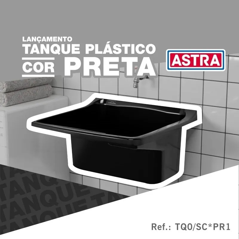 Tanque Plástico P/ Lavar Roupas 47x43x27 Preto 22 Litros Astra