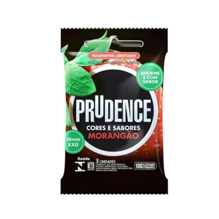 Preservativo Camisinha Lubrificado Morangão Prudence Cores e Sabores XXG 58mm Pacote 3 Unidades em Oferta na Shopee