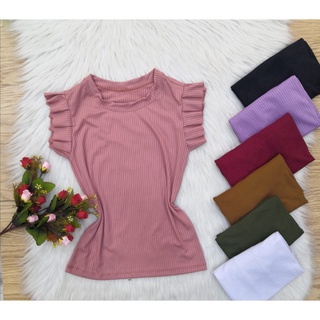 Kit 6 Blusas feminina canelada com babado