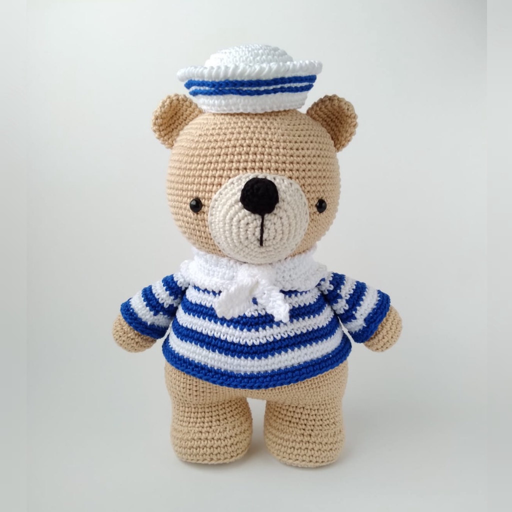 Ursinho Hugo marinheiro - amigurumi (boneco de crochê)