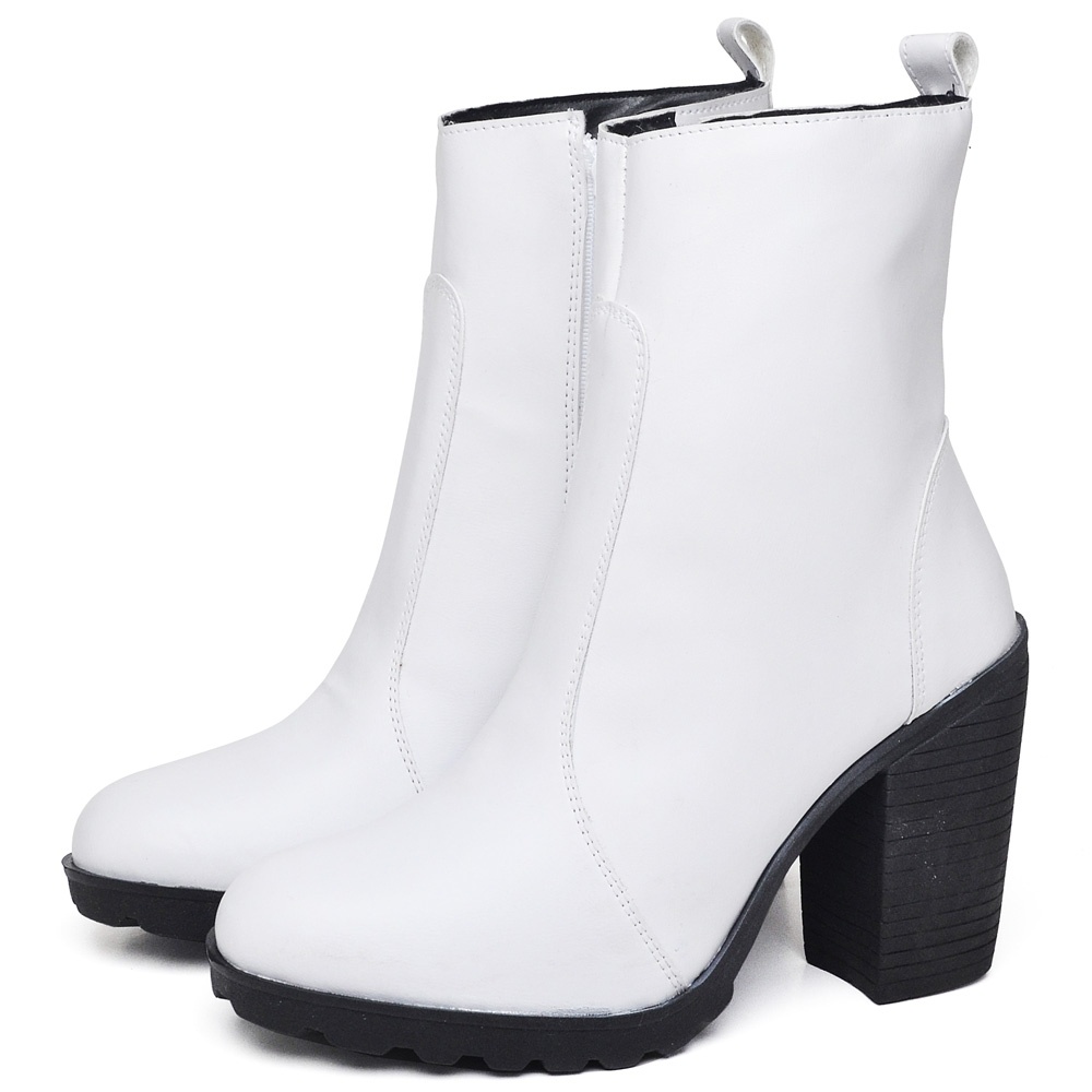 Bota Feminina Dubuy Salto Grosso Cano Medio Branco Kate 1008FG em Oferta na Shopee