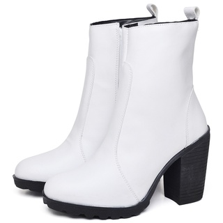 Bota Feminina Dubuy Salto Grosso Cano Medio Branco Kate 1008FG