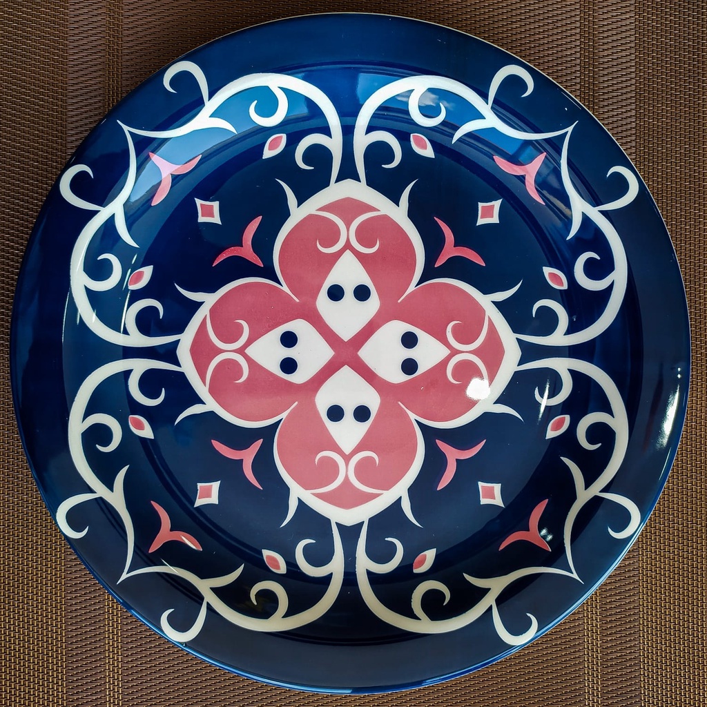 Pratos Raso de Cerâmica Arabesco Redondo 25,5 cm, Prato de Jantar Floreal Hanna - Oxford