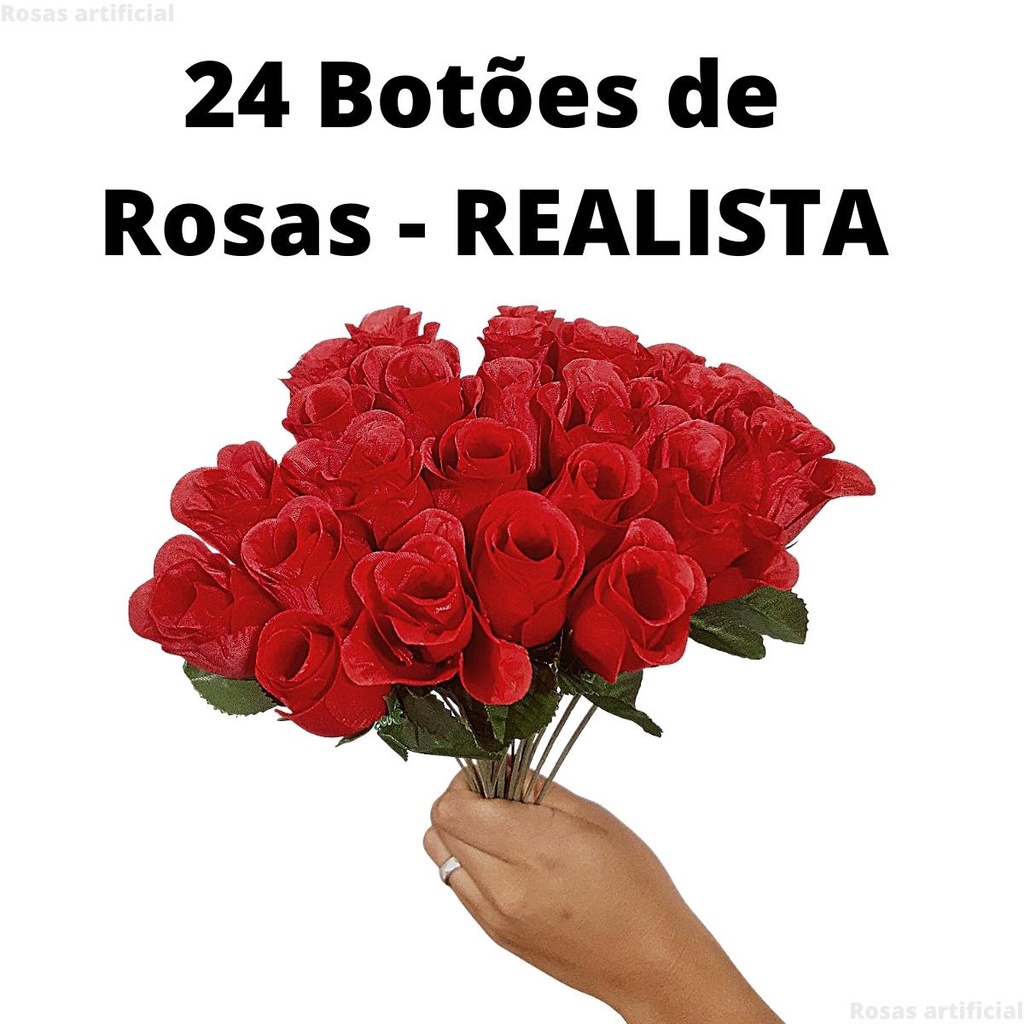 2 Buquê Flor Artificial Botão Rosa P/decoração Casamento | Shopee Brasil