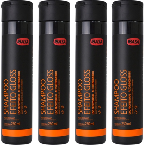 4 Shampoo Efeito Gloss Ibasa 250ml Cães/Gatos Envio Imediato