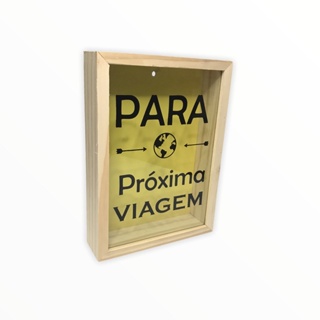 Quadro Porta Dinheiro Cofre Madeira Decoração Moeda Viajar Viagem em Oferta na Shopee