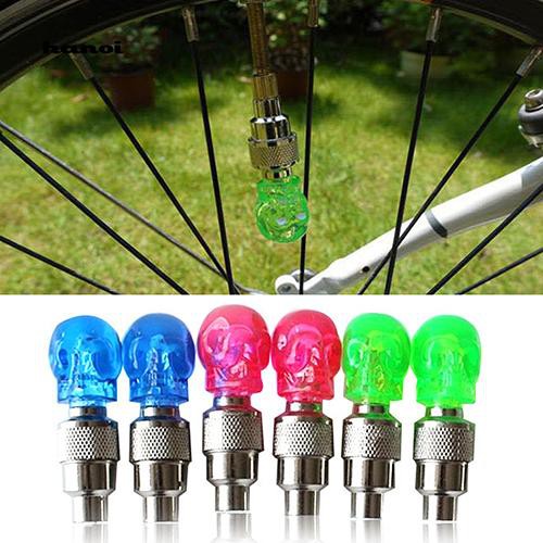 2pcs Colour LED Skull Valve Cap Wheel Tire Bike Bicycle Light Spoke Neon Lamp