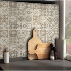 Papel De Parede Ladrilho Azulejo cozinha Em Tons De Bege