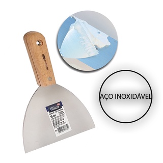 Espátula para Massa Corrida Gesso de Aço Inox 15 Cm Gesseiro E Pintor Massas E Obras Ferramenta Rejunte