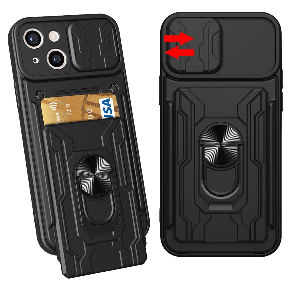 Custodia In Nylon Per IPhone E Smartphone 5.5'' Con Custodia Spessa - Porta Carte Di Credito - Colori Nero + Marrone