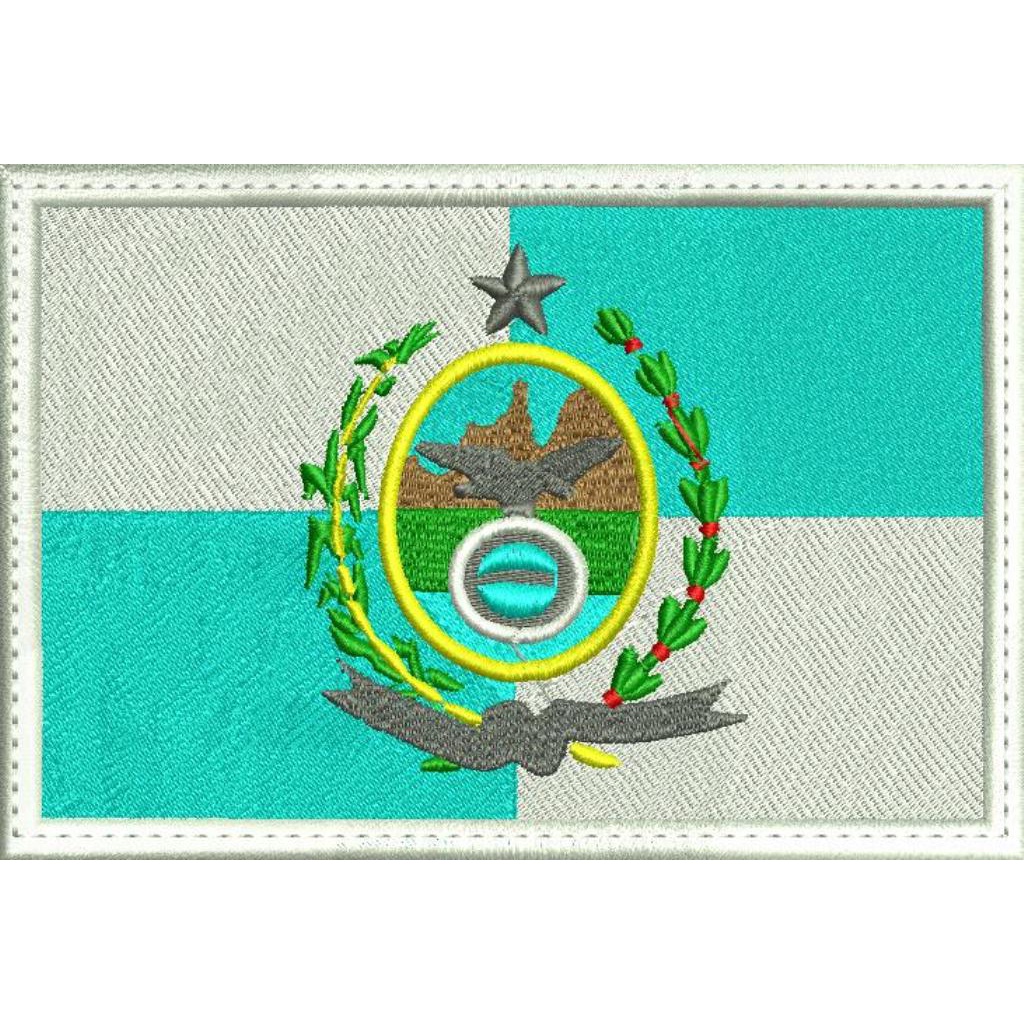 Patch 8x5,5 cm bordado bandeira estado do Rio de Janeiro com carrapicho ...
