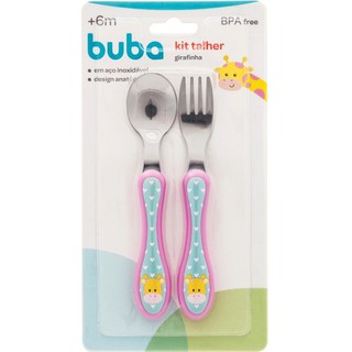 Kit Talher De Inox Buba Girafinha Kit Garfo E Colher Infantil Introducao Alimentar Kit Talher Bebe De Inox Beecost