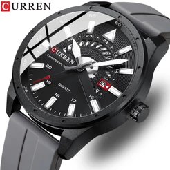 Original CURREN Relógio Masculino Marca De Luxo Pulseira De Silicone Moda Casual Esportes Quartzo À Prova D'água 8421 XG