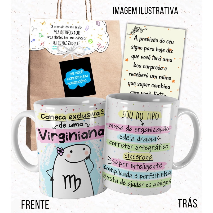 Imagem Caneca Signo Virgem Meme Flork para Virginiana com Embalagem Cd