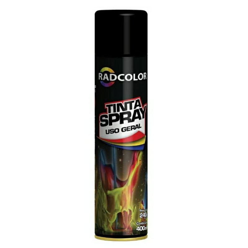 Tinta  Spray Uso Geral Preto Fosco 400 ml Radnaq em Oferta na Shopee