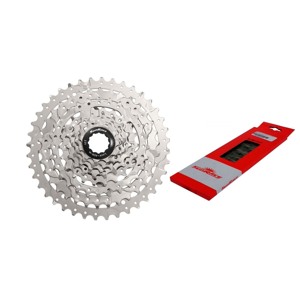 Cassete Sunrace M680 8v 11x40 + Corrente Sunrace 8v