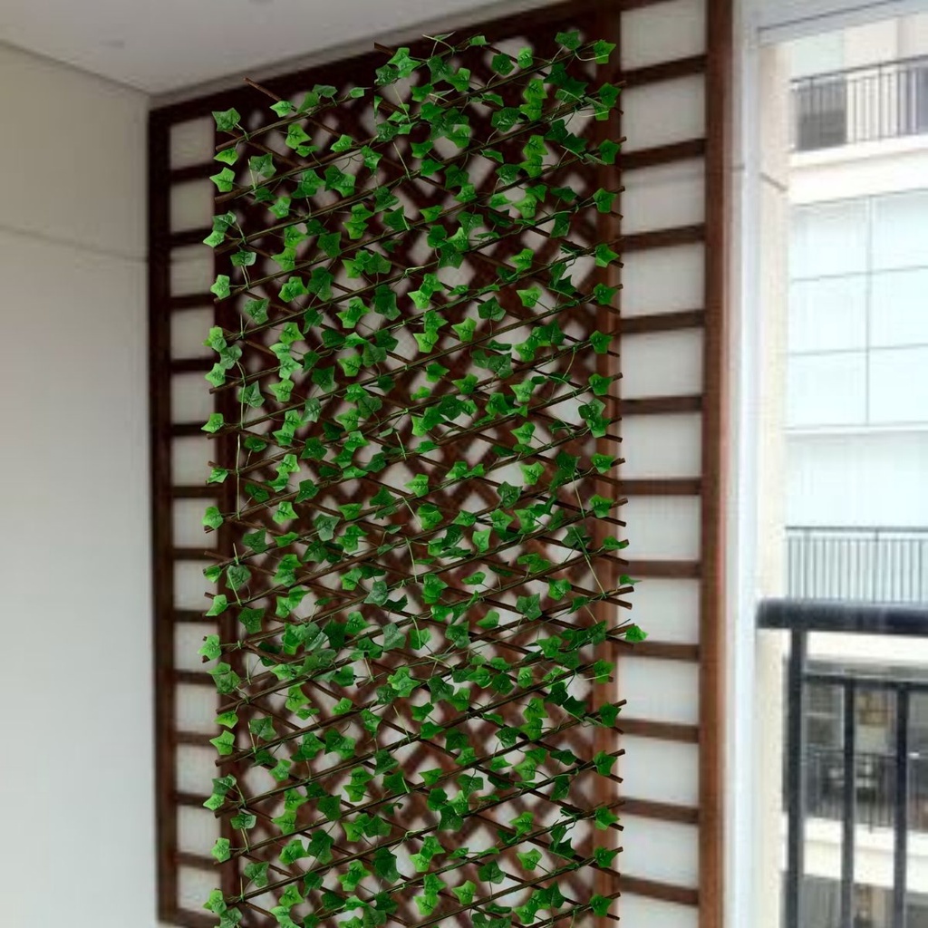 1 Treliça Expansiva com Folhagem de Hera Artificial Decoração