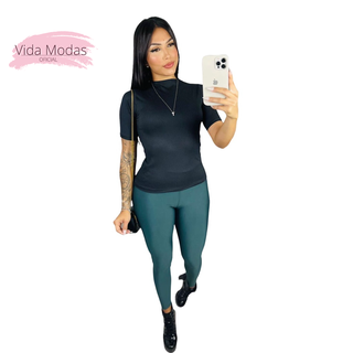 Blusa Feminina Basica Manga Curta Gola Alta Moda Evangelica