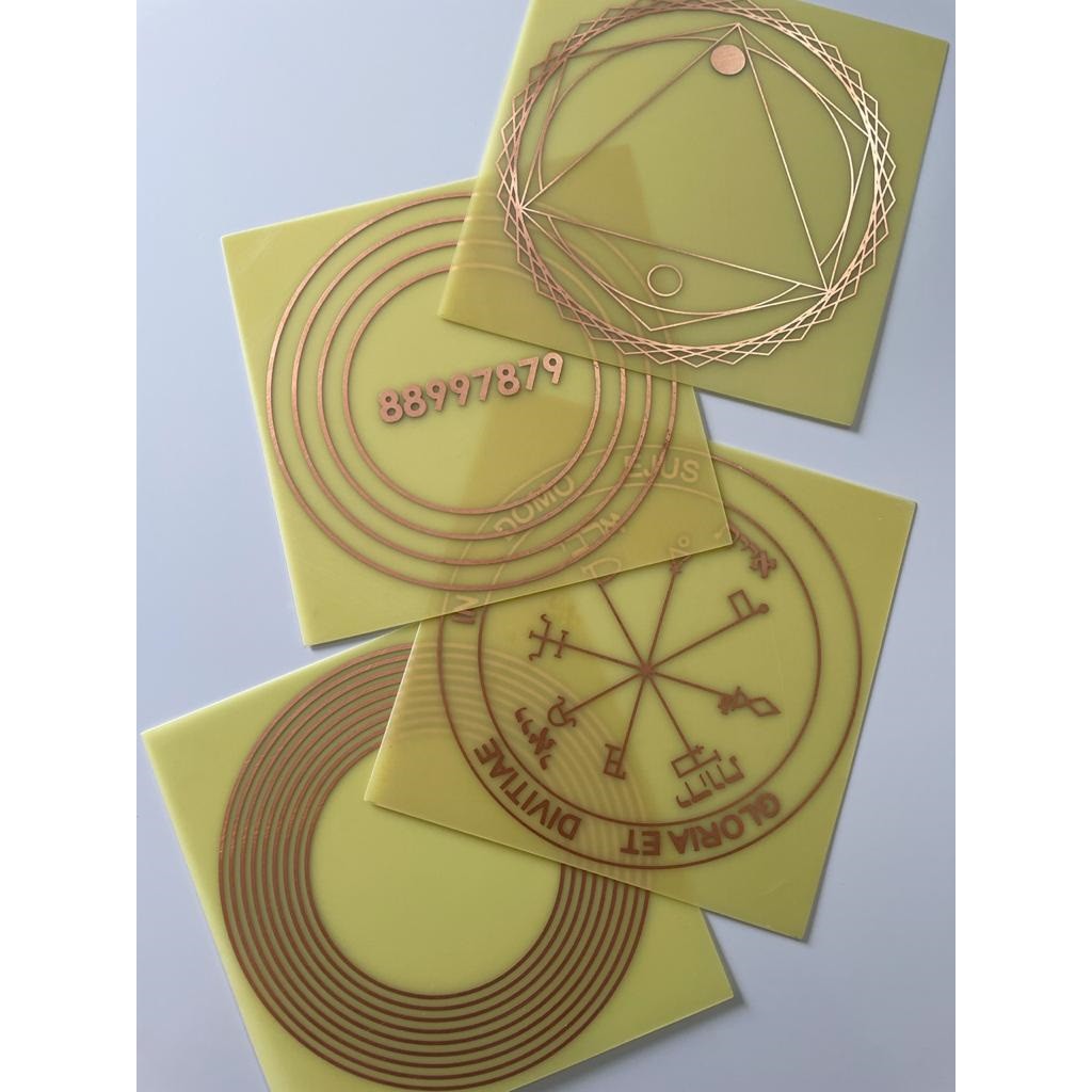 Placa Luxor, Arcanjo Miguel, choque de retorno  e outros,  gráfico, radiestesia, radionica  em cobre em Oferta na Shopee