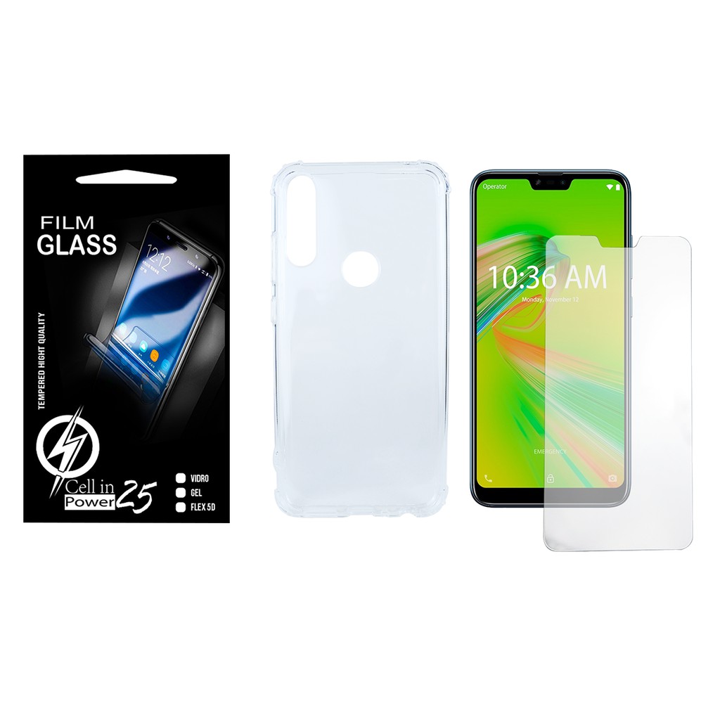 Capa Capinha Case Anti impacto transparente Reforçada + Pelicula de vidro Zenfone Max Shot ZB634KL (TELA 6.2)