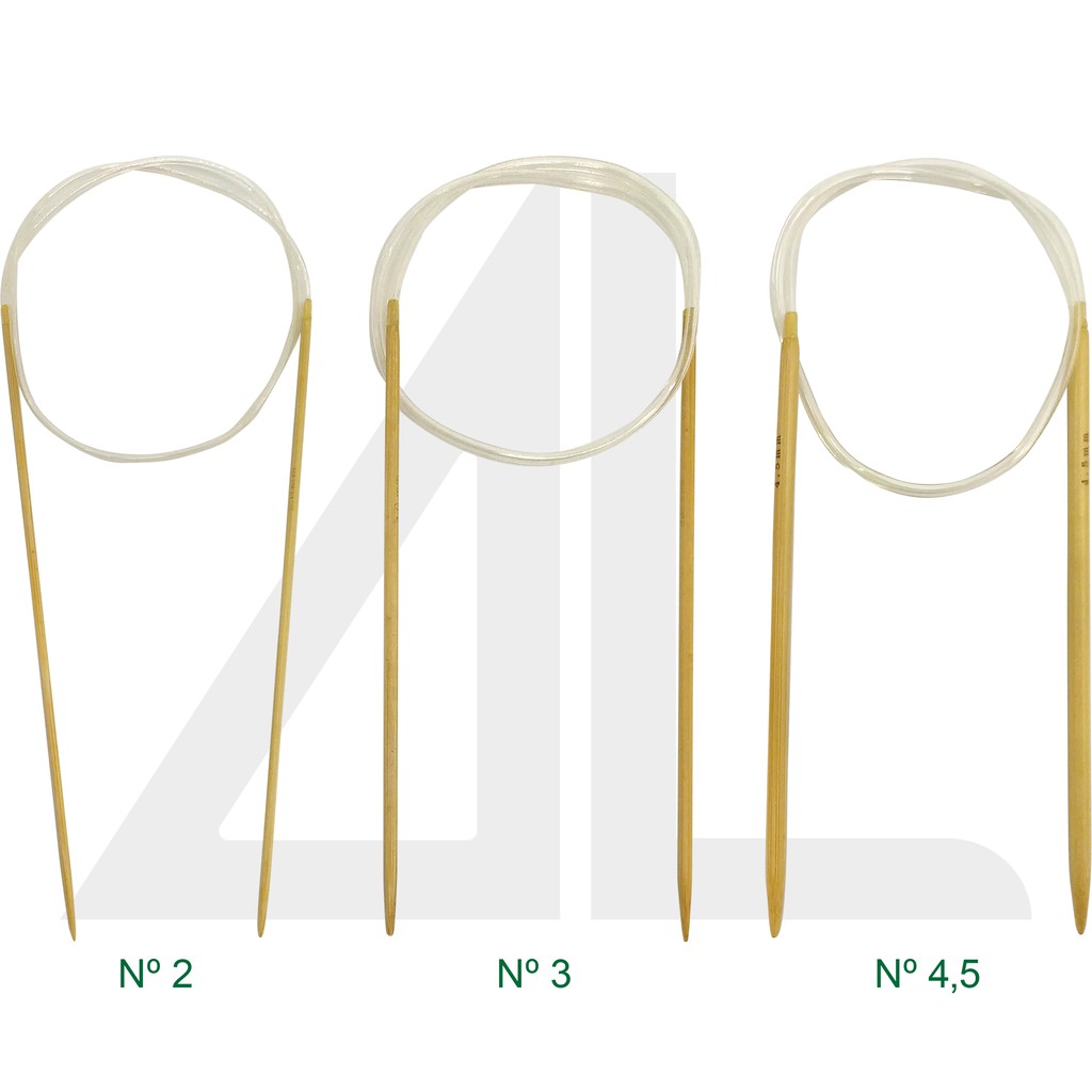 Agulha Circular de Bambu Nº2, Nº3 e Nº4,5